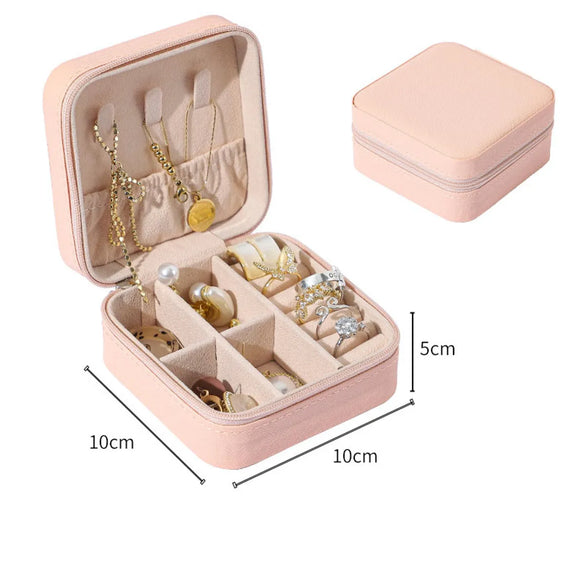 Simple Convenient Square Solid Color Zipper Jewelry Box