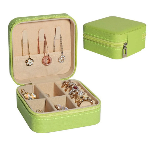 Simple Convenient Square Solid Color Zipper Jewelry Box