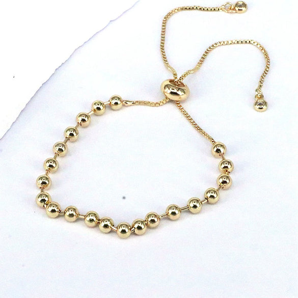Simple Copper Beads Handmade Women's Bracelet With Geometric Pattern And Gold Plating