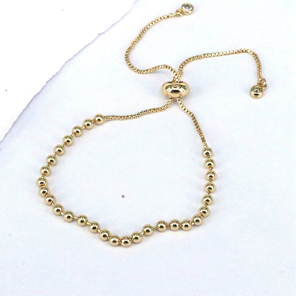 Simple Copper Beads Handmade Women's Bracelet With Geometric Pattern And Gold Plating