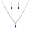 Simple Copper Claw Chain Rhinestone Royal Blue Horse Eye Earrings Necklace Set