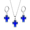 Simple Copper Inlaid Zircon Cross Earrings And Necklace Jewelry Set With O Chain For Women
