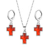Simple Copper Inlaid Zircon Cross Earrings And Necklace Jewelry Set With O Chain For Women