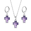 Simple Copper Inlaid Zircon Cross Earrings And Necklace Jewelry Set With O Chain For Women