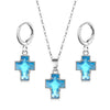 Simple Copper Inlaid Zircon Cross Earrings And Necklace Jewelry Set With O Chain For Women
