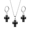 Simple Copper Inlaid Zircon Cross Earrings And Necklace Jewelry Set With O Chain For Women