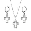 Simple Copper Inlaid Zircon Cross Earrings And Necklace Jewelry Set With O Chain For Women