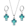 Simple Copper Inlaid Zircon Cross Earrings And Necklace Jewelry Set With O Chain For Women