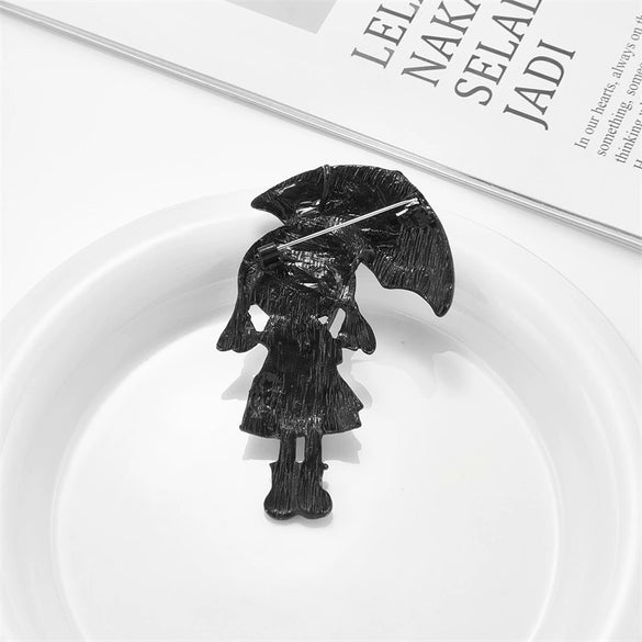 Simple Creative Cute Cartoon Little Girl Umbrella Badge Alloy Decorative Brooch With Oil Dropping Treatment