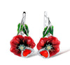 Simple Creative Metal Flower And Peach Heart Earrings With Orange Red Zircon And Electroplated Handmade Finish