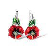 Simple Creative Metal Flower And Peach Heart Earrings With Orange Red Zircon And Electroplated Handmade Finish