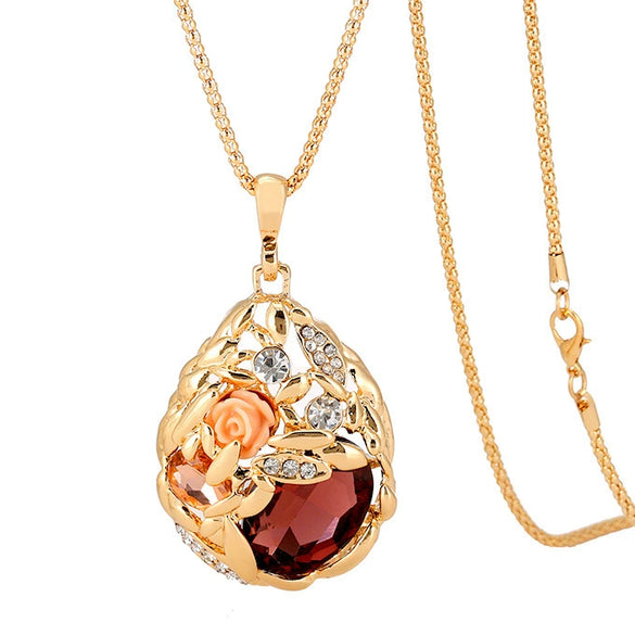 Simple Crystal Wheat Ear Necklace Women Alloy Corn Chain Long Sweater Chain Fashion Versatile Pendant Accessory