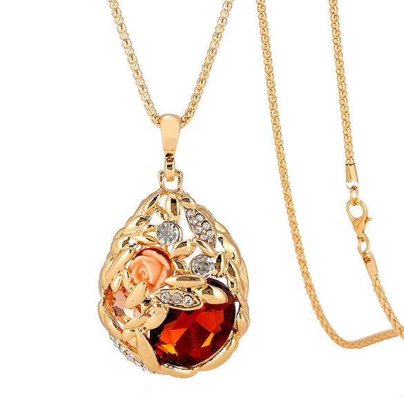 Simple Crystal Wheat Ear Necklace Women Alloy Corn Chain Long Sweater Chain Fashion Versatile Pendant Accessory