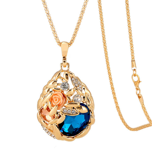 Simple Crystal Wheat Ear Necklace Women Alloy Corn Chain Long Sweater Chain Fashion Versatile Pendant Accessory
