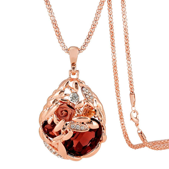 Simple Crystal Wheat Ear Necklace Women Alloy Corn Chain Long Sweater Chain Fashion Versatile Pendant Accessory