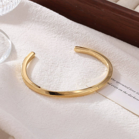 Simple Cshaped Curved Opening Adjustable Couple Bracelet Titanium Steel Electroplating Minimalist Geometric