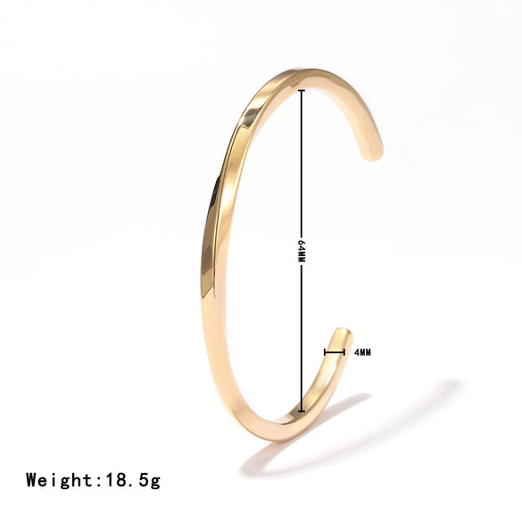 Simple Cshaped Curved Opening Adjustable Couple Bracelet Titanium Steel Electroplating Minimalist Geometric