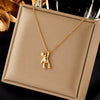 Simple Cute Cartoon Three Dimensional Glossy Bear Pendant Titanium Steel Necklace With Metal Chain Electroplated