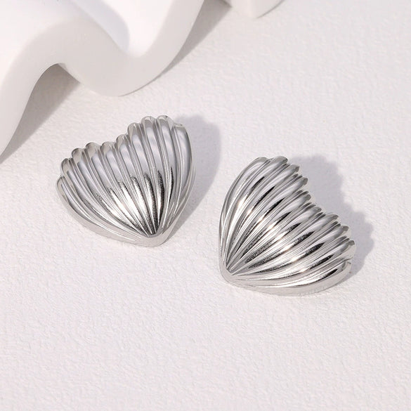 Simple Cute Sweet Love Heart Stainless Steel Electroplated Earrings For Women