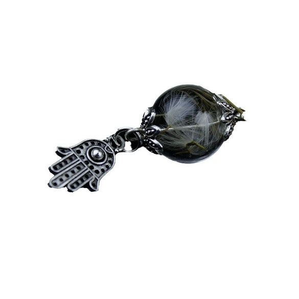 Simple Dandelion Seed Glass Drifting Bottle Hanging Letter Keychain With Dried Flowers