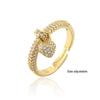 Simple Design Copper Plated 18K Gold Open Heart Ring With Micropaved Zircon For Women