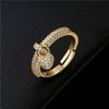 Simple Design Copper Plated 18K Gold Open Heart Ring With Micropaved Zircon For Women