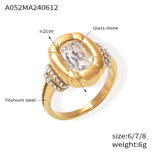 Simple Design Geometric Oval Diamondencrusted Goldplated Titanium Steel Pendant Jewelry With Electroplating For Women