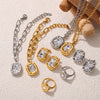 Simple Design Geometric Oval Diamondencrusted Goldplated Titanium Steel Pendant Jewelry With Electroplating For Women