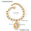 Simple Design Geometric Oval Diamondencrusted Goldplated Titanium Steel Pendant Jewelry With Electroplating For Women