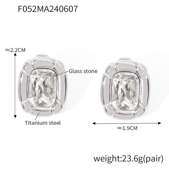 Simple Design Geometric Oval Diamondencrusted Goldplated Titanium Steel Pendant Jewelry With Electroplating For Women
