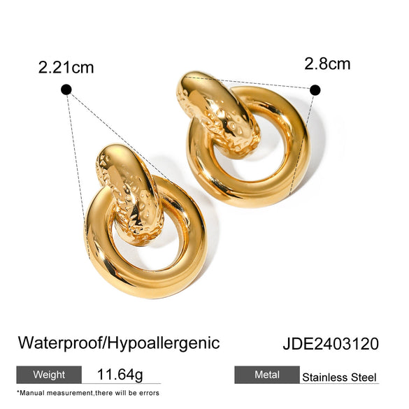 Simple Design Stainless Steel Earrings For Women With Electroplating Treatment