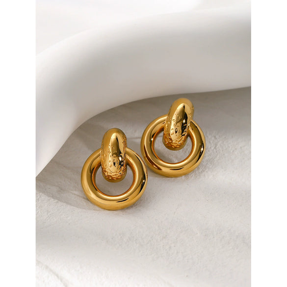 Simple Design Stainless Steel Earrings For Women With Electroplating Treatment