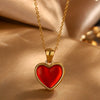 Simple Design Stainless Steel Heart Pendant Necklace For Women With Electroplating Treatment And Ochain