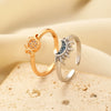 Simple Design Sun Moon Stars Couple Ring Copper Electroplated