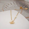 Simple Design Women's Titanium Steel Clavicle Necklace With Bow Pattern And Diamond Design