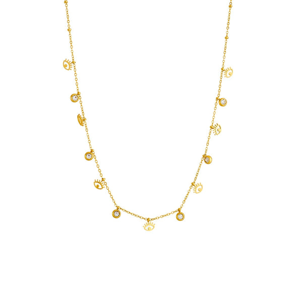 Simple Diamond Eye Geometric Titanium Steel Necklace For Women With Electroplating Design
