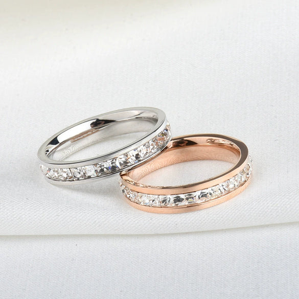 Simple Diamond Polished Titanium Steel Ring For Women With Minimalist Fashion Personality Style Jewelry