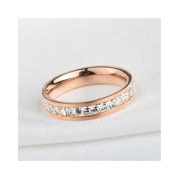 Simple Diamond Polished Titanium Steel Ring For Women With Minimalist Fashion Personality Style Jewelry