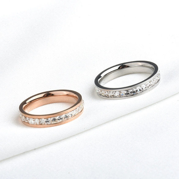 Simple Diamond Polished Titanium Steel Ring For Women With Minimalist Fashion Personality Style Jewelry