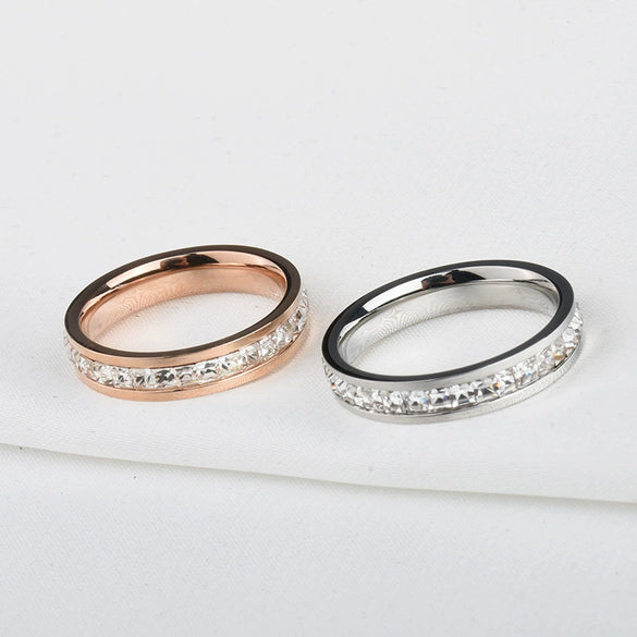 Simple Diamond Polished Titanium Steel Ring For Women With Minimalist Fashion Personality Style Jewelry
