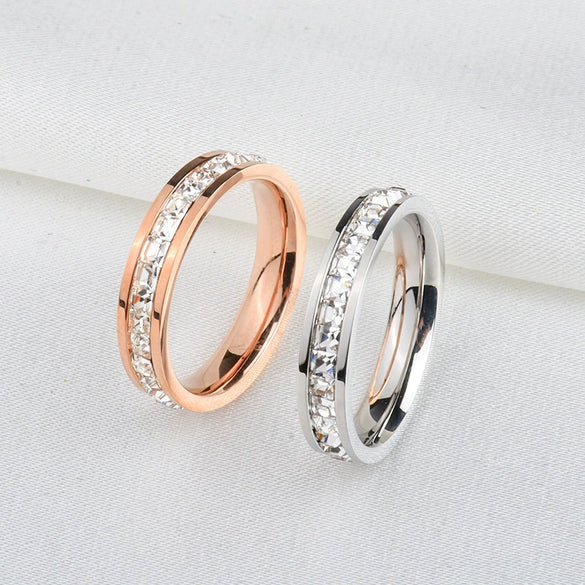 Simple Diamond Polished Titanium Steel Ring For Women With Minimalist Fashion Personality Style Jewelry