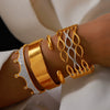 Simple Diamondencrusted Crown Hollow Women's Bracelet Titanium Steel 18K Real Gold Plated Geometric Style Electroplated