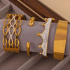 Simple Diamondencrusted Crown Hollow Women's Bracelet Titanium Steel 18K Real Gold Plated Geometric Style Electroplated