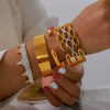 Simple Diamondencrusted Crown Hollow Women's Bracelet Titanium Steel 18K Real Gold Plated Geometric Style Electroplated