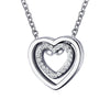Simple Double Heart Pendant O Chain Necklace For Women Alloy With Electroplating All Match Full Diamond Hollow Crystal Design
