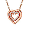 Simple Double Heart Pendant O Chain Necklace For Women Alloy With Electroplating All Match Full Diamond Hollow Crystal Design