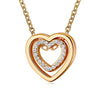 Simple Double Heart Pendant O Chain Necklace For Women Alloy With Electroplating All Match Full Diamond Hollow Crystal Design