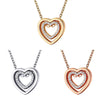 Simple Double Heart Pendant O Chain Necklace For Women Alloy With Electroplating All Match Full Diamond Hollow Crystal Design