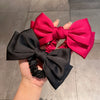 Simple Double Layer Big Bow Hair Ring For Girls Handmade With Black Marubeni Head Rubber Tendon