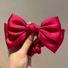 Simple Double Layer Big Bow Hair Ring For Girls Handmade With Black Marubeni Head Rubber Tendon